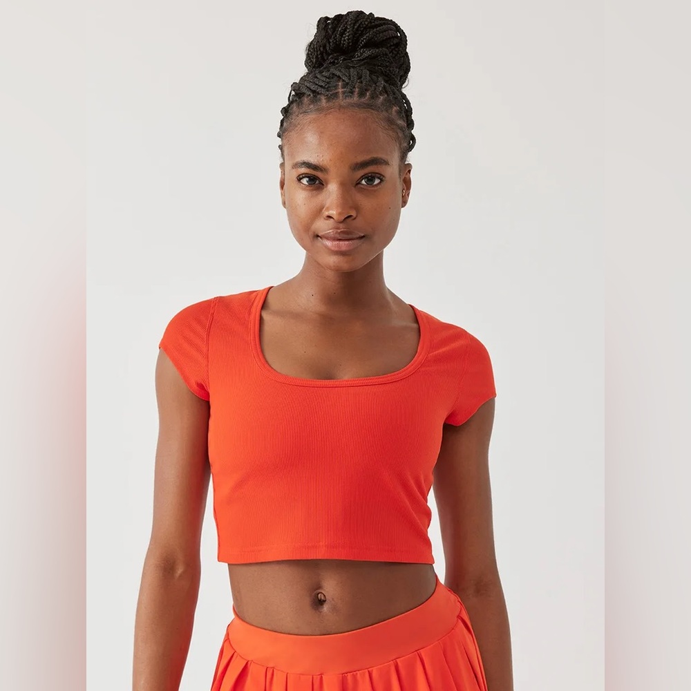 Outdoor Voices Ladybug Red Rib Shortsleeve SuperForm Spot Top